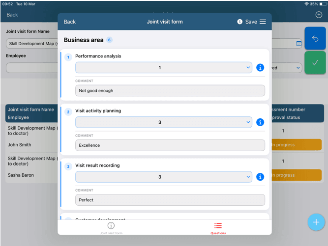 Joint visit form svipad example